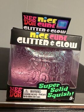 NeeDoh Nice Cube Glitter & Glow Purple